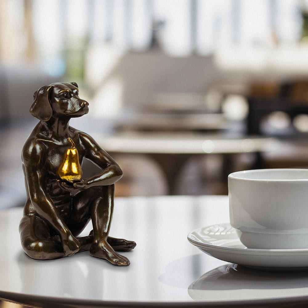 Gillie and Marc, Dogman grew a Pear, Bronze with gold Patina- Limited Edition #17 /25 sculpture
