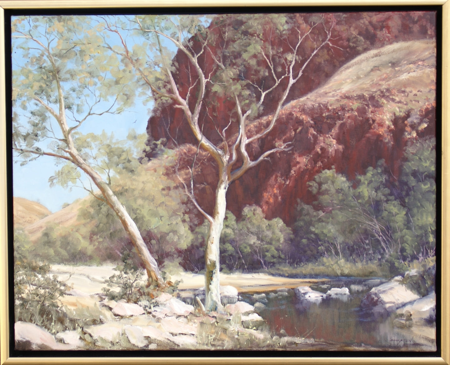 John Downton, Delightful Oasis, Macdonnell Ranges Central Australia, Oil Painting