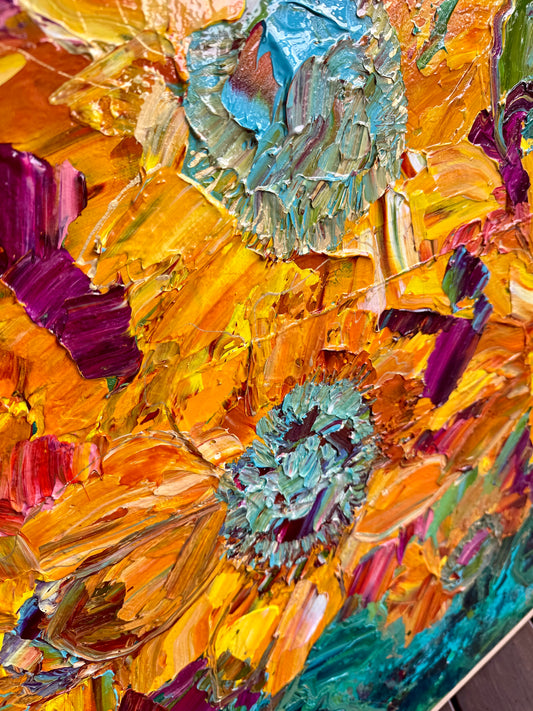 Kerry Bruce, Sunflowers Galore, Acrylic on Canvas