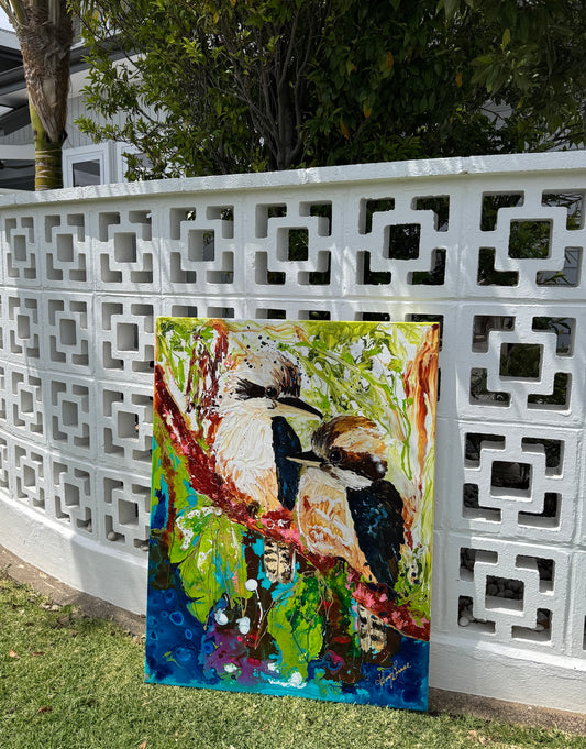 Kerry Bruce, Guardians of the Bush, Acrylic on Canvas - Oak Float Frame