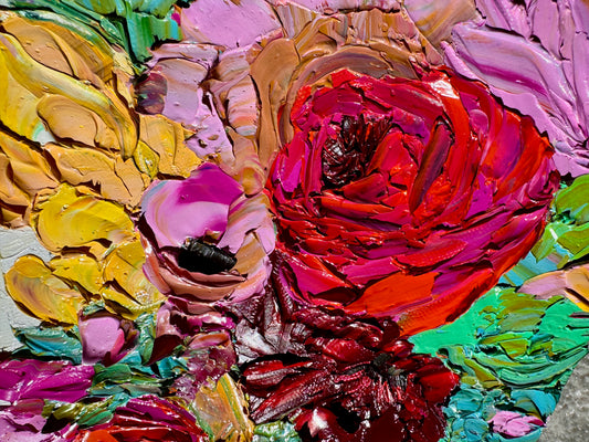 Kerry Bruce, Peonie Power, Oil on Canvas