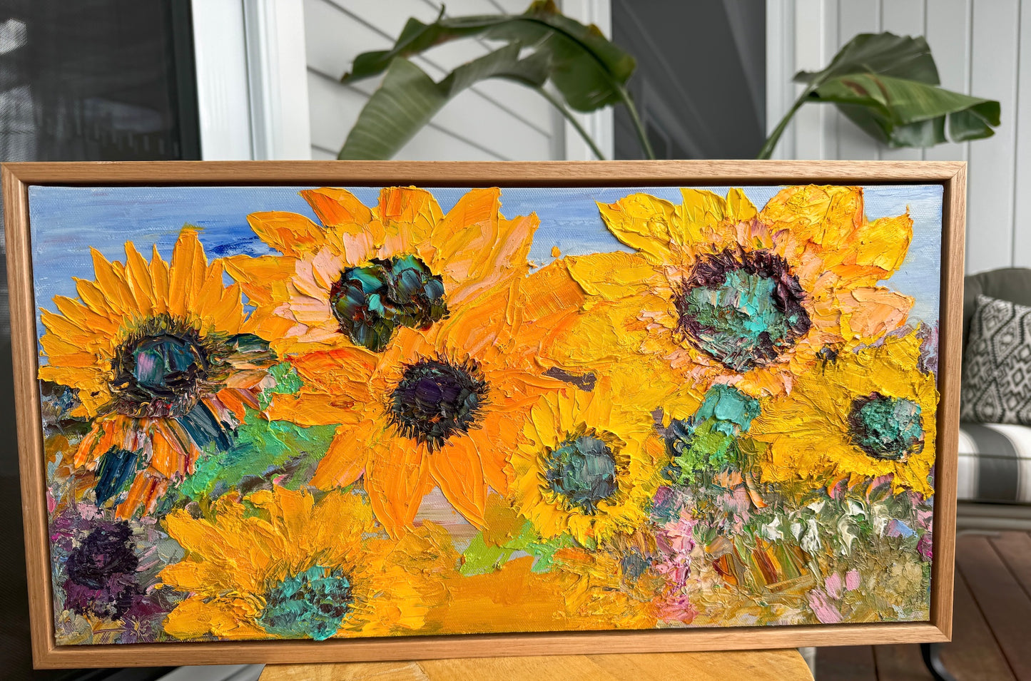 Kerry Bruce, Sunflowers, Oil on Canvas Board