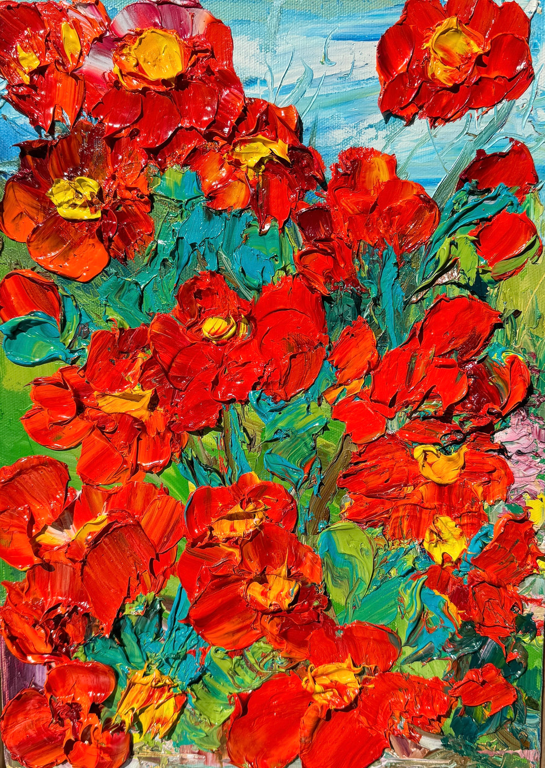 Kerry Bruce, Anzac Day Poppies 2024, Oil on Canvas Board
