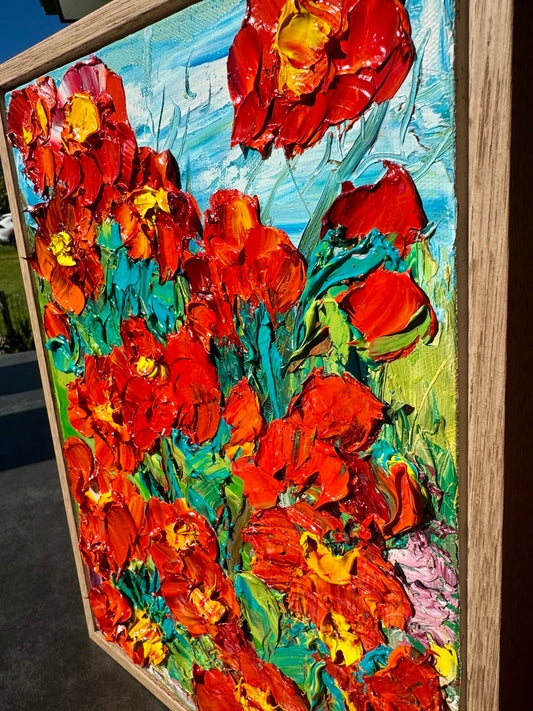 Kerry Bruce, Anzac Day Poppies 2024, Oil on Canvas Board