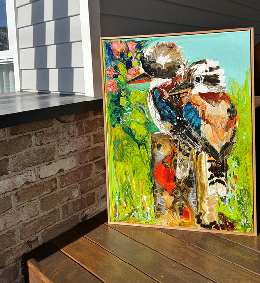 Kerry Bruce, King of the Bush, Acrylic on Canvas-Oak Float Frame