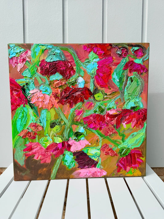 Kerry Bruce, Pink Gum Blossoms, Oil on Canvas