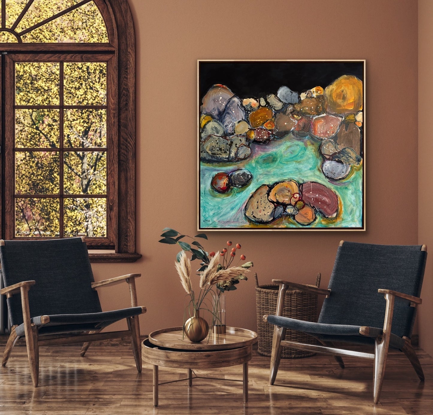 Netta Thompson, Rocky Pool 1 Mixed Media on Canvas