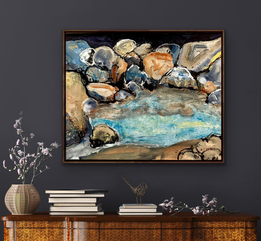 Netta Thompson, Rocky Pool 2, Mixed Media on Canvas