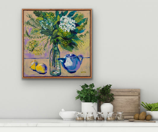 Netta Thompson, Teapots and Lemons, Oil on Canvas