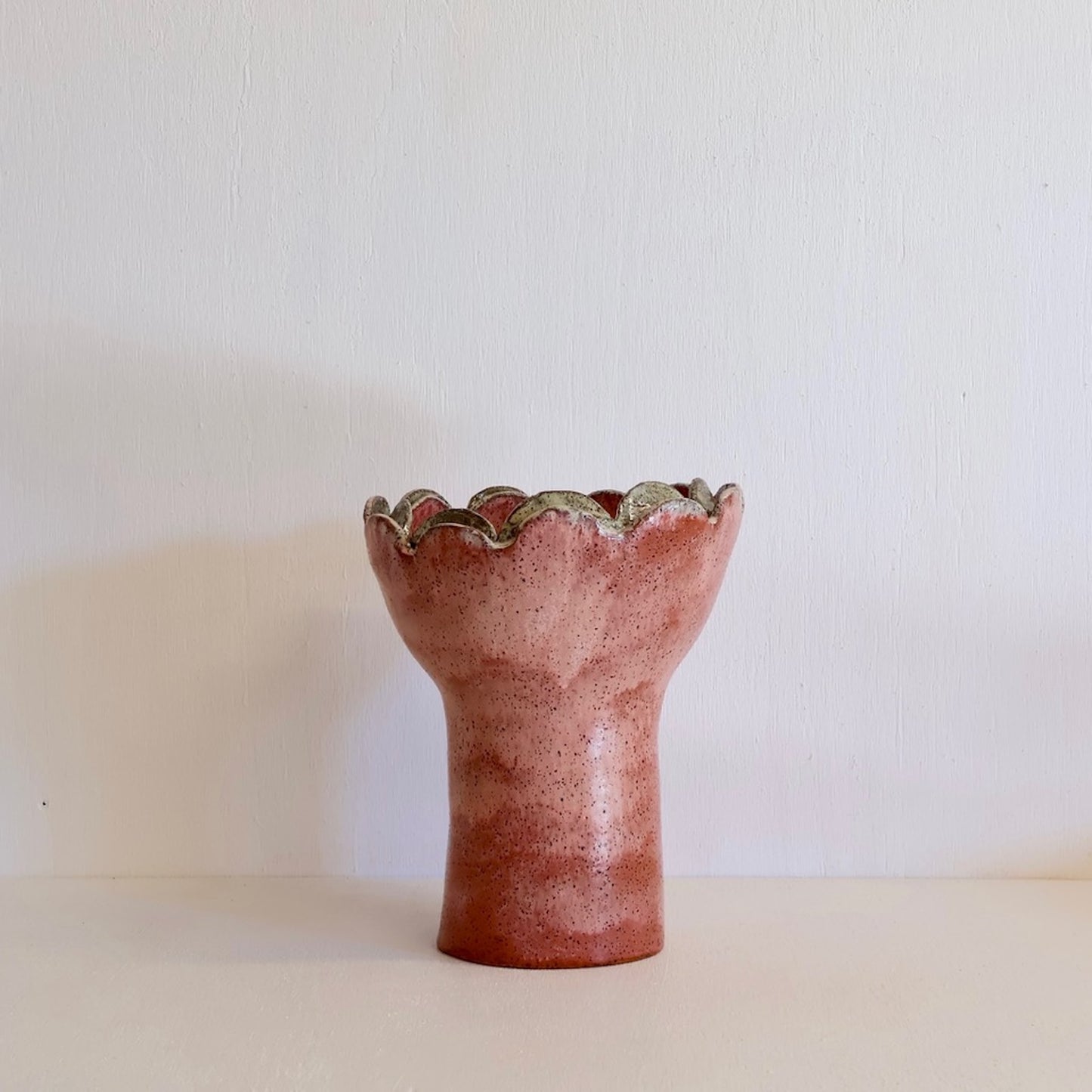 Shellie Christian, Pretty in Pink Flower Bowl - Hand sculpted in Buff Raku
