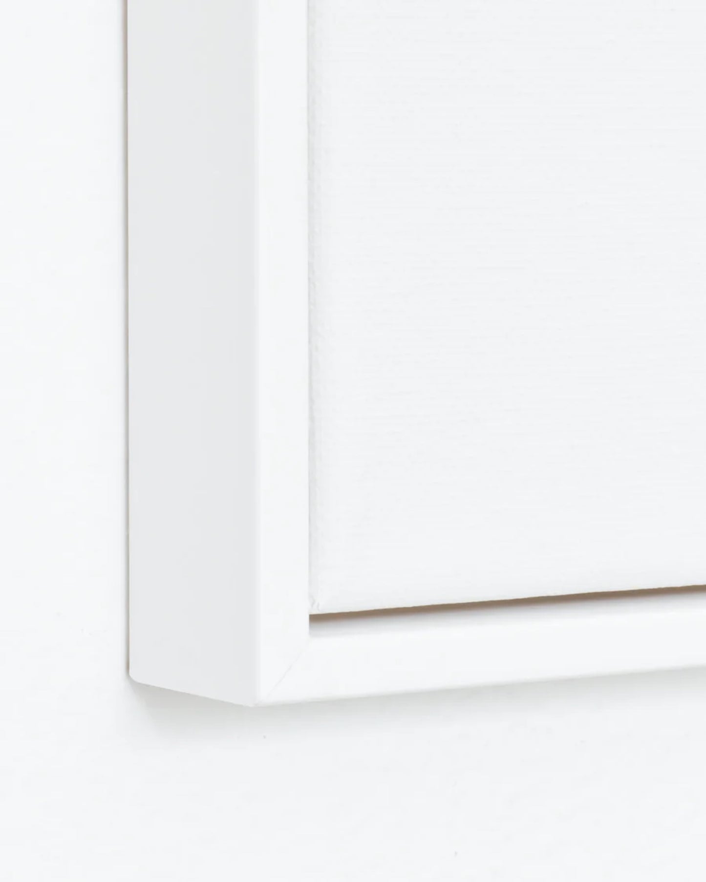 White timber floating frame.