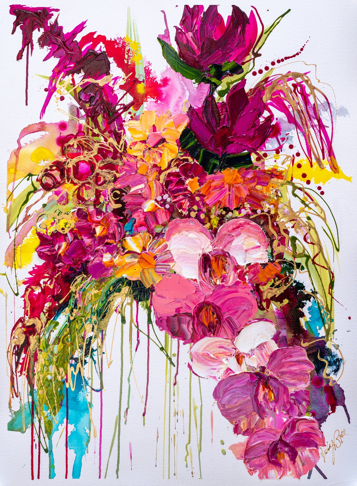 Kerry Bruce, Orchid Abundance, Acrylic on Archival Art Paper