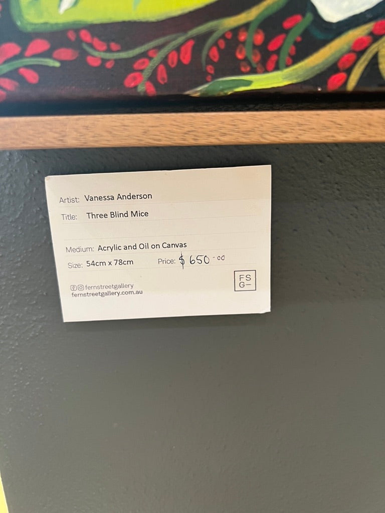 Vanessa Anderson, Three Blind Mice, Acrylic and Oil on Canvas