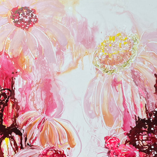 Kerry Bruce, Dancing Daisies, Acrylic on Canvas