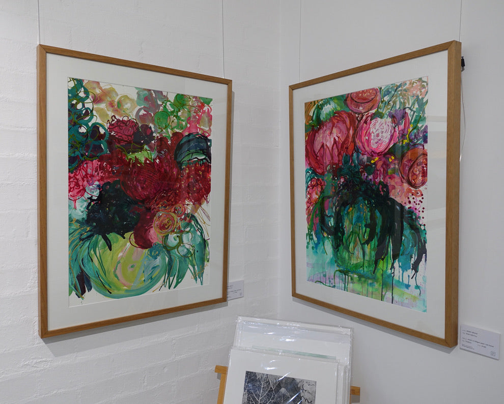 Kerry Bruce, Green with Envy, Original Art on Paper - Oak Frame