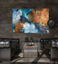 Load image into Gallery viewer, Rockpool shells oil painting. Shown on a dark brown timber wall.