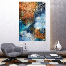 Load image into Gallery viewer, Rockpool shells oil painting. Shown on light grey wall