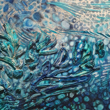 Load image into Gallery viewer, Detail of Large original artwork depicting green sea turtles.