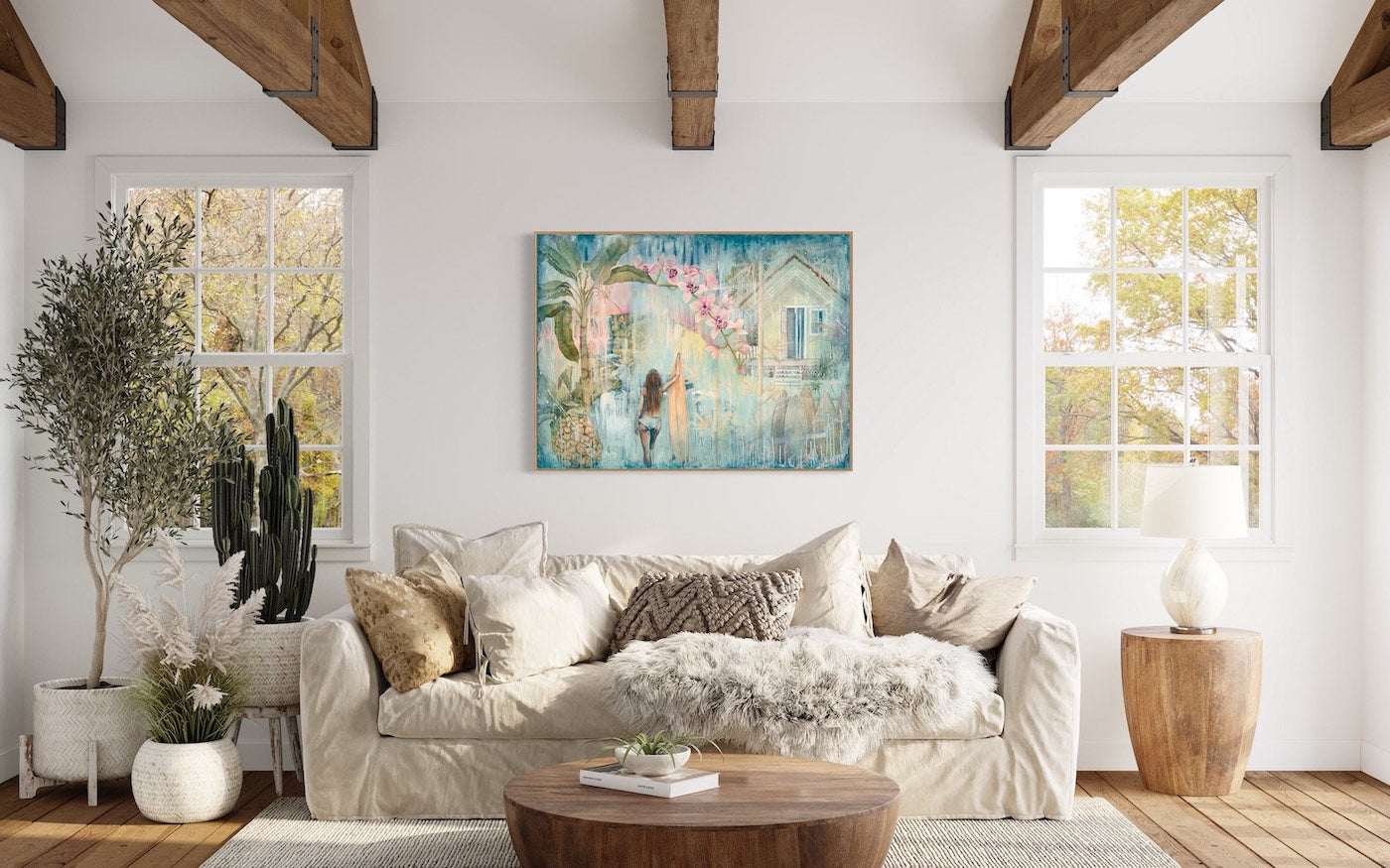 Carmel McCarney, Summer Cascades, Acrylic on Polycotton Canvas