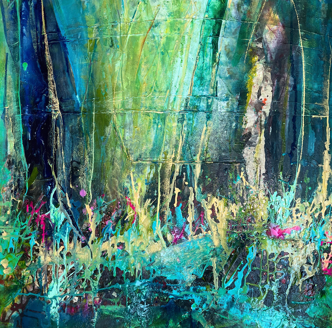 Kerry Bruce, Misty Sapphire, Acrylic on Canvas