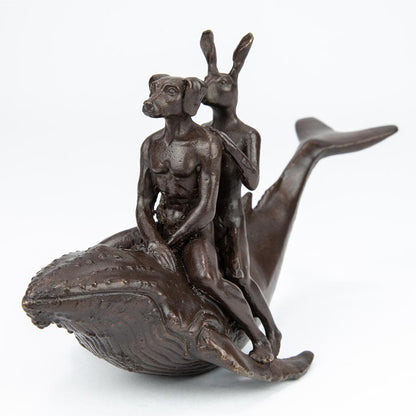 Gillie and Marc, Whale Riders in the Sea, Pocket size Bronze  #33/ 100