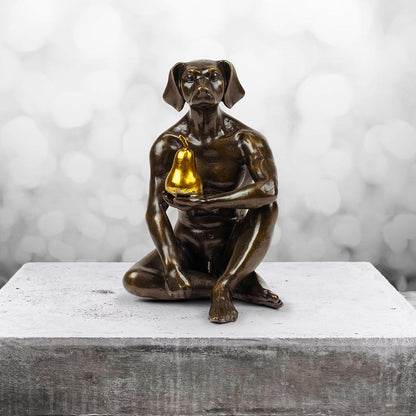 Gillie and Marc, Dogman grew a Pear, Bronze with gold Patina- Limited Edition #17 /25 sculpture