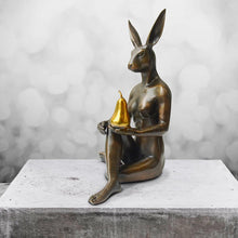 Load image into Gallery viewer, Gillie and Marc, Rabbitwoman Grew a Pear, Bronze with gold patina sculpture #17/ 25
