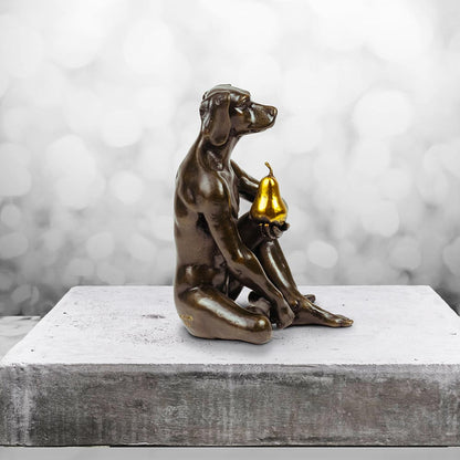 Gillie and Marc, Dogman grew a Pear, Bronze with gold Patina- Limited Edition #17 /25 sculpture