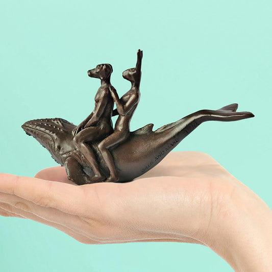 Gillie and Marc, Whale Riders in the Sea, Pocket size Bronze  #33/ 100