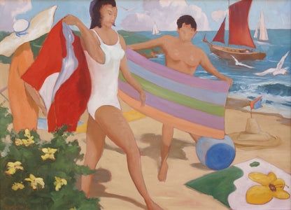 John Downton, At the Beach, Oil on Canvas