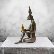 Load image into Gallery viewer, Gillie and Marc, Rabbitwoman Grew a Pear, Bronze with gold patina sculpture #17/ 25
