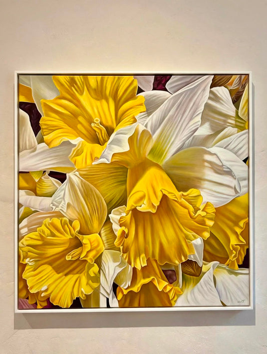 Jen Tucker, Essence of Spring, Oil on Canvas, white Oak Frame