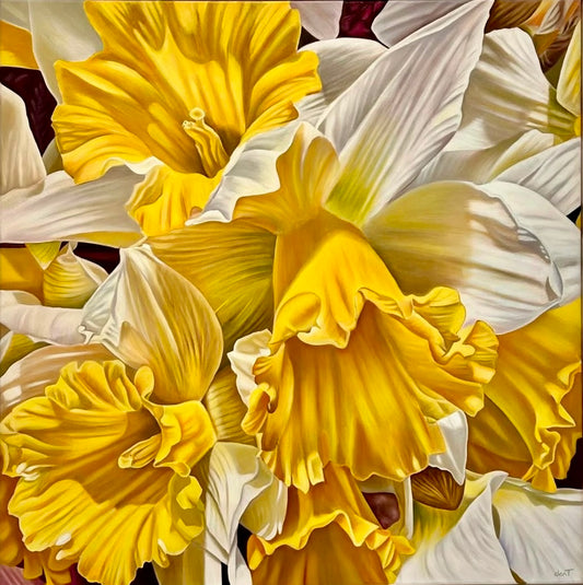 Jen Tucker, Essence of Spring, Oil on Canvas, white Oak Frame