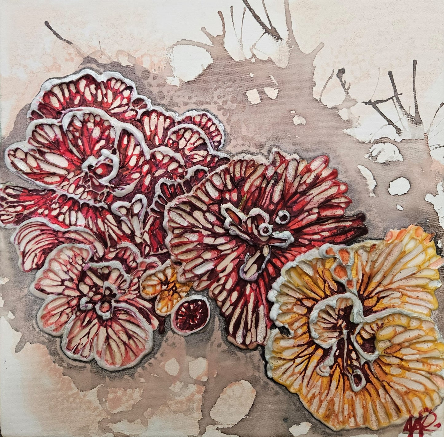 Jennifer Luck, Dew on Saffron Fans, Oil on Canvas