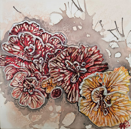 Jennifer Luck, Dew on Saffron Fans, Oil on Canvas