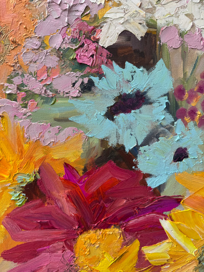 Kerry Bruce, Sunflowers, Oil on Canvas