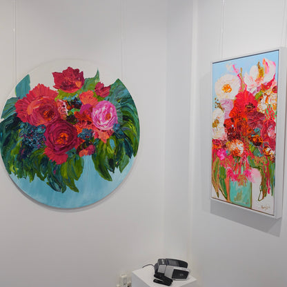 Kerry Bruce, Peonies, Acrylic on Board