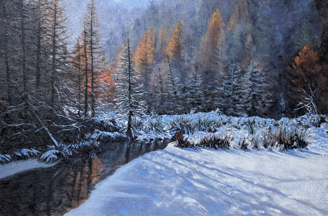 Daniel Beresford, Winters Warmth Study,  Oil on Canvas Panel