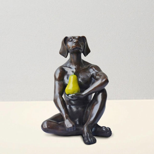Gillie and Marc, Dogman grew a Pear, Bronze with green Patina- Limited Edition AP#1 sculpture