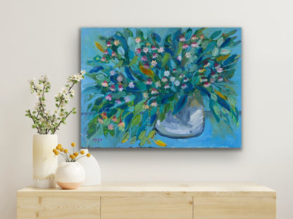 Netta Thompson, Gum Leaves and Blossoms, Oil on Canvas