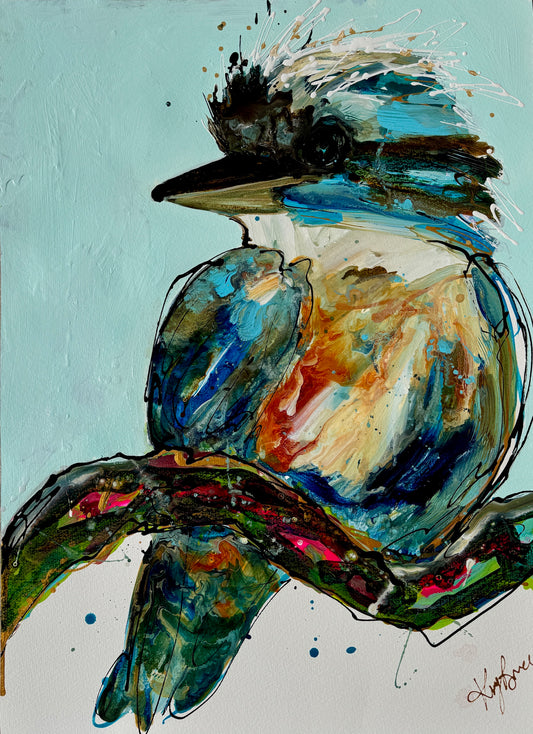 Kerry Bruce, Karly Kookaburra, Acrylic on 500gsm Art Paper