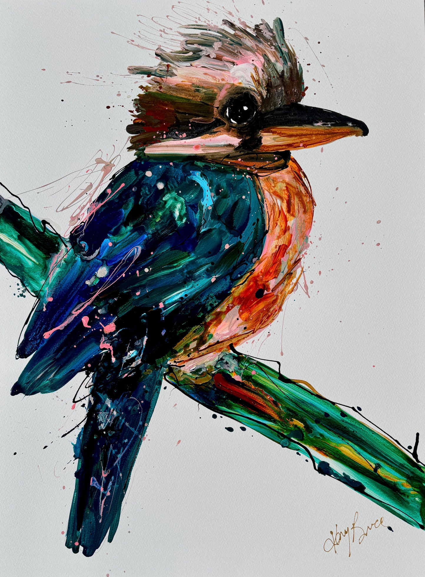 Kerry Bruce, Kelly Kookaburra, Acrylic on 500gsm Art Paper