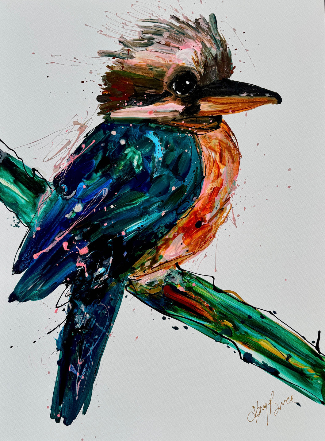 Kerry Bruce, Kelly Kookaburra, Acrylic on 500gsm Art Paper