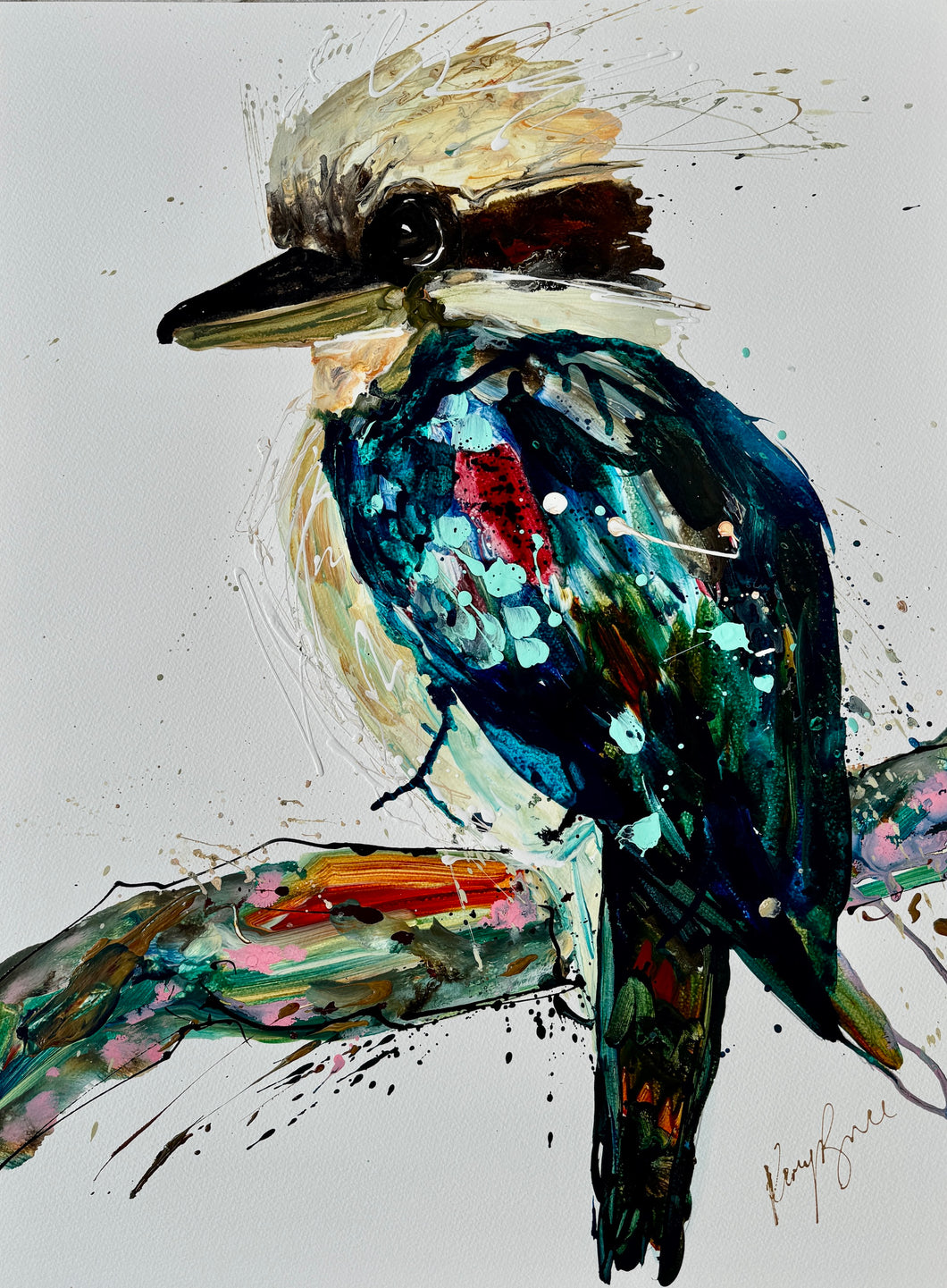 Kerry Bruce, Benny Burra Kookaburra, Acrylic on 500gsm Art Paper