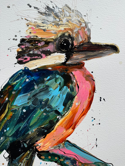 Kerry Bruce, Kami Kookaburra, Acrylic on 500gsm Art Paper