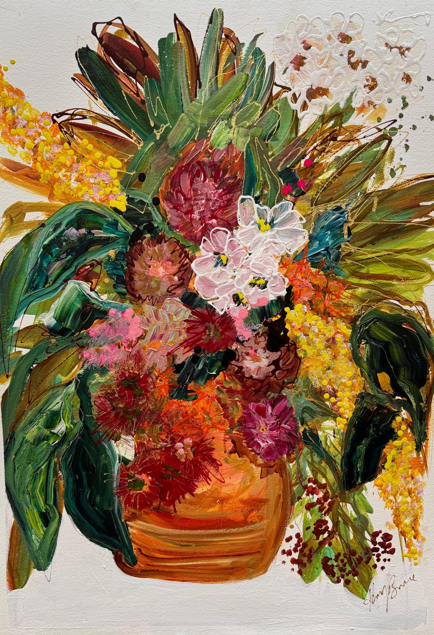 Kerry Bruce, Autumn Blooms, Acrylic on 500gsm Archival Art Paper