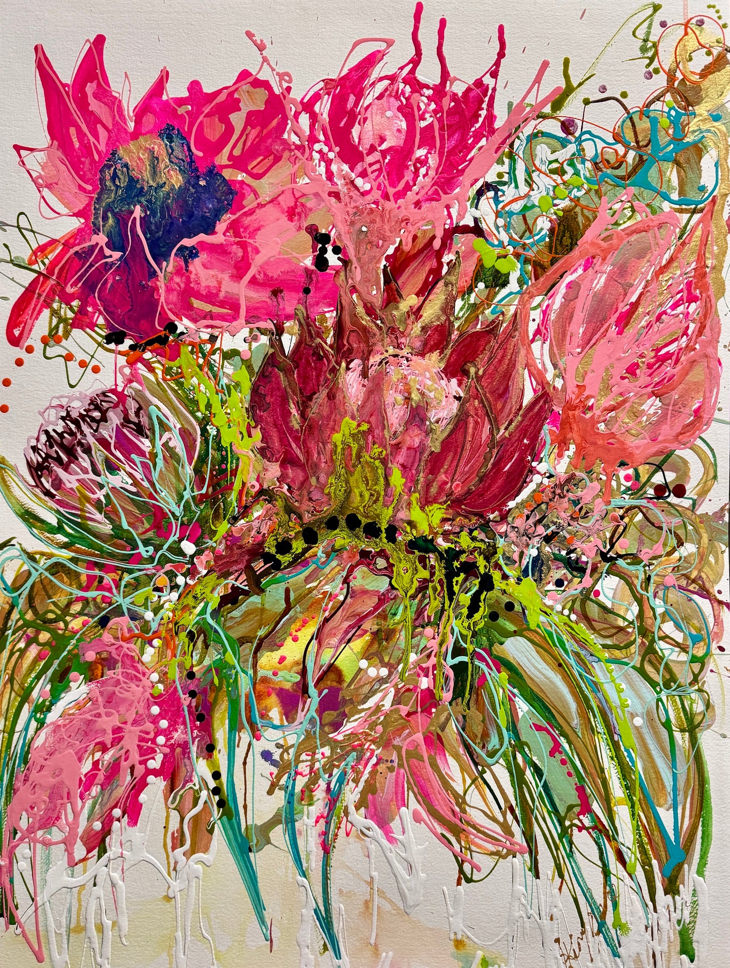 Kerry Bruce, Protea, Acrylic on 500gsm Art Paper