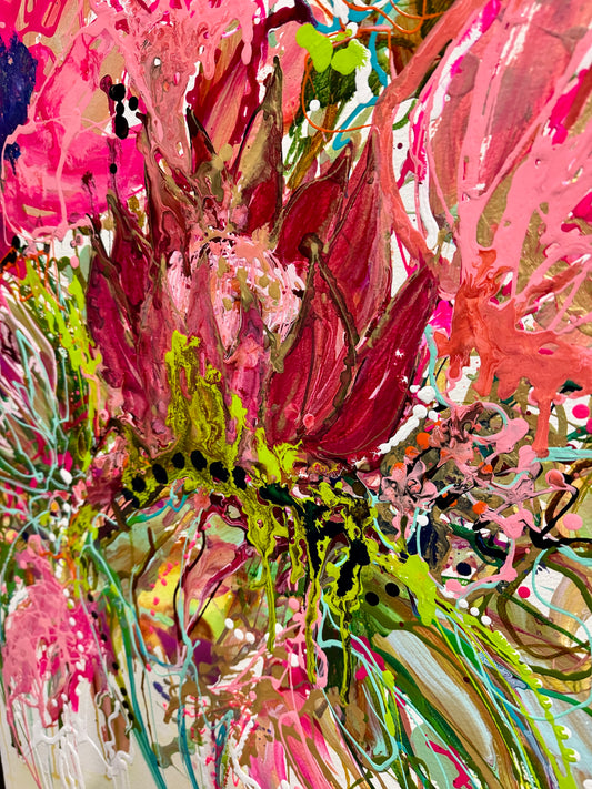 Kerry Bruce, Protea, Acrylic on 500gsm Art Paper