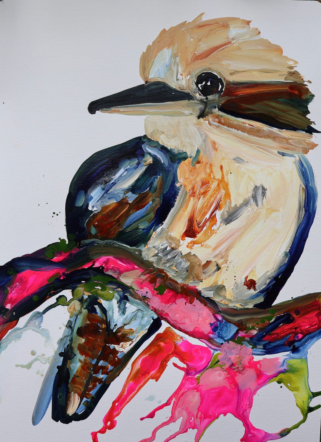 Kerry Bruce, Kenny Kookaburra, Acrylic on 500gsm Art Paper