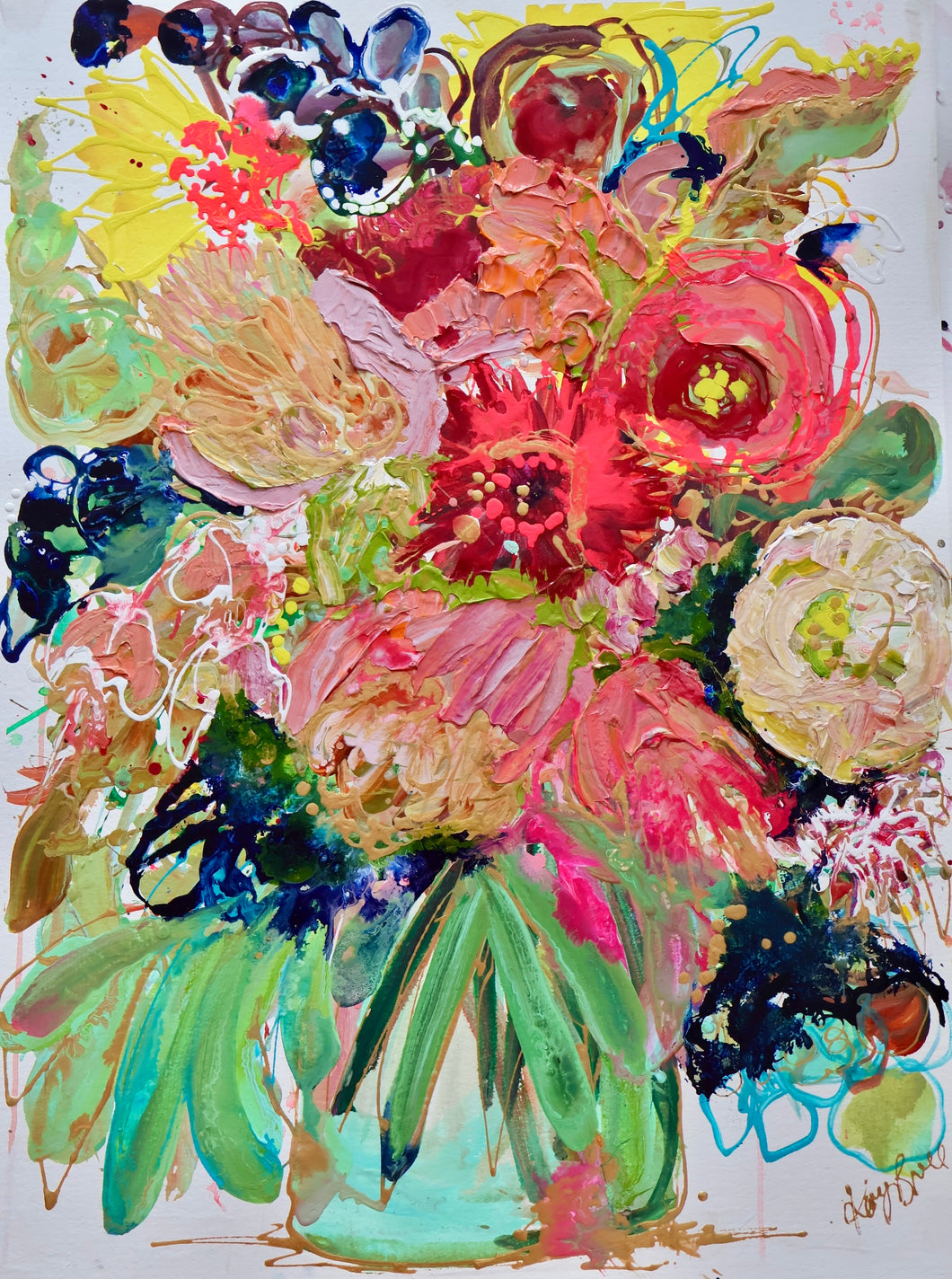 Kerry Bruce, Bubbles & Blooms, Acrylic on 500gsm Archival Art Paper